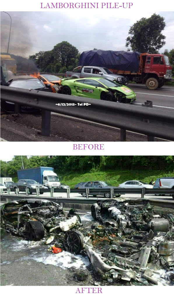Lamborghini accident at Seremban - Port Dickson Highway
